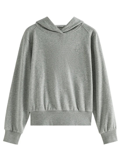 Gray Cropped Pullover Hoodie