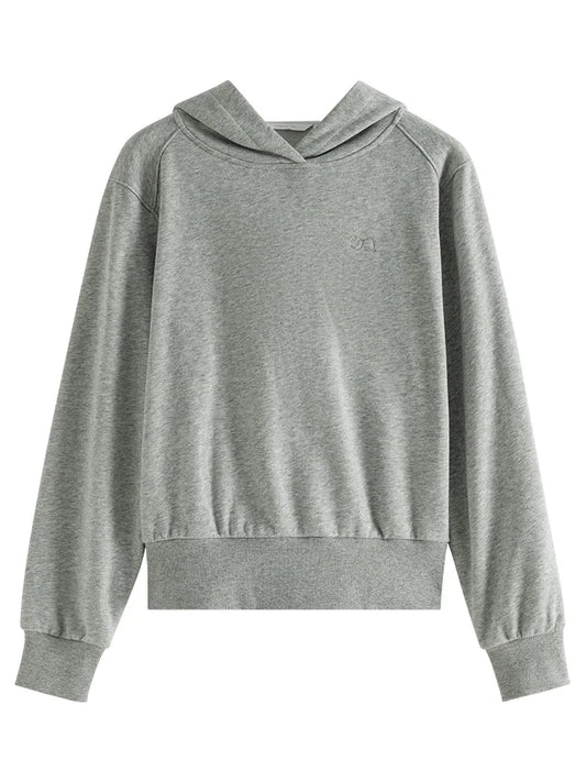 Gray Cropped Pullover Hoodie