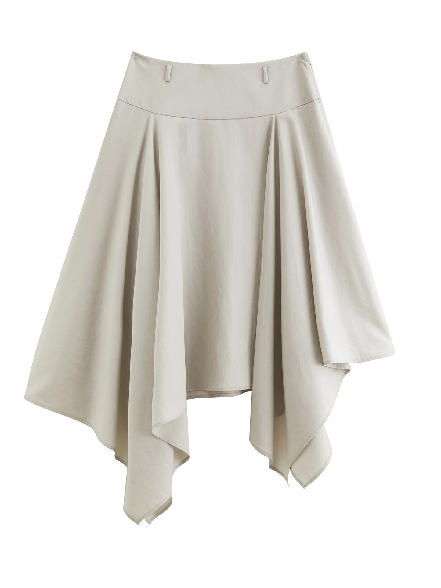 Draped Asymmetric A-Line Midi Skirt