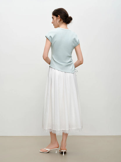 Pale Blue Drawstring Side Tee