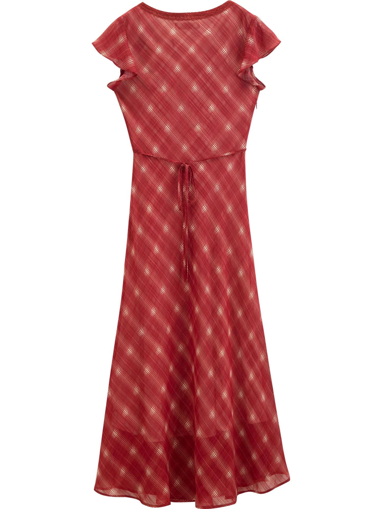 Red Check Halter Midi Dress