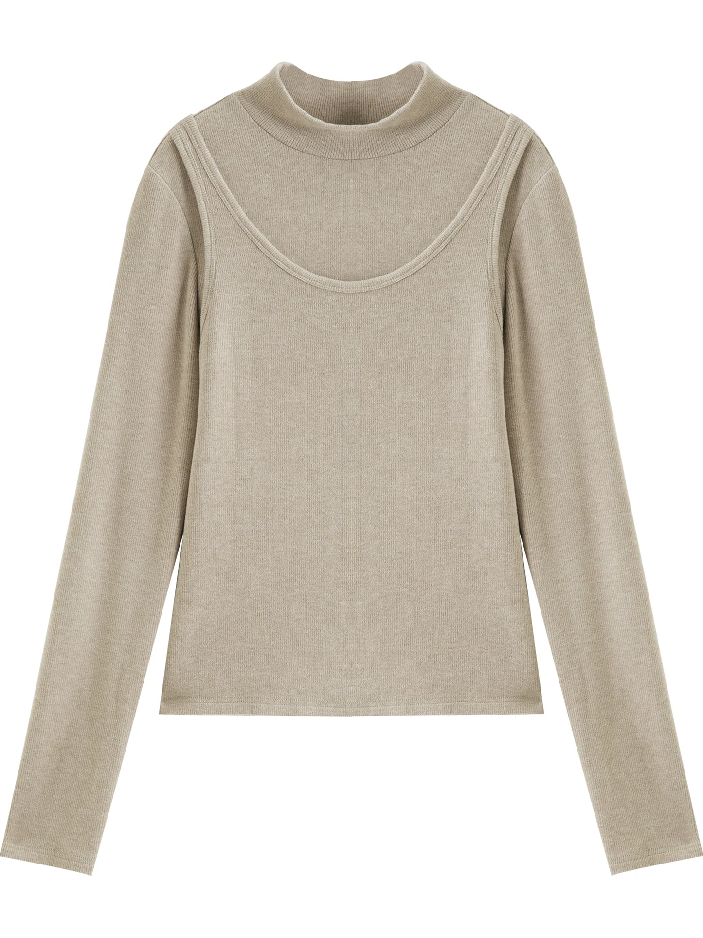 Black Layered Mock Neck Knit Top