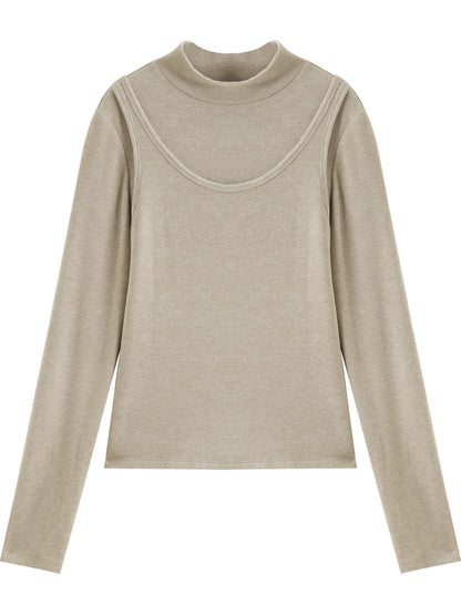 Black Layered Mock Neck Knit Top