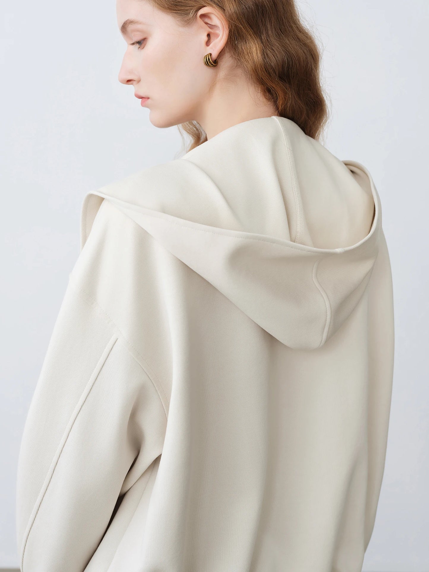 Ivory Shawl Collar Zip Jacket