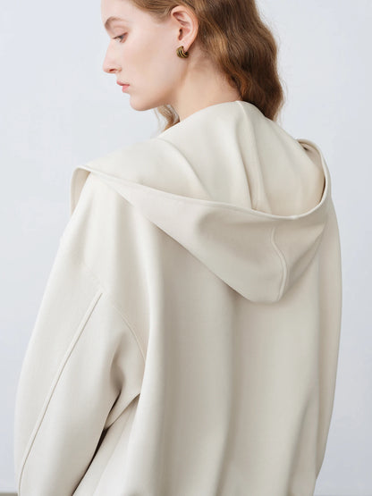 Ivory Shawl Collar Zip Jacket