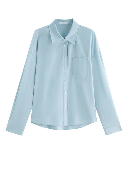 Pale Blue Contrast Trim Shirt