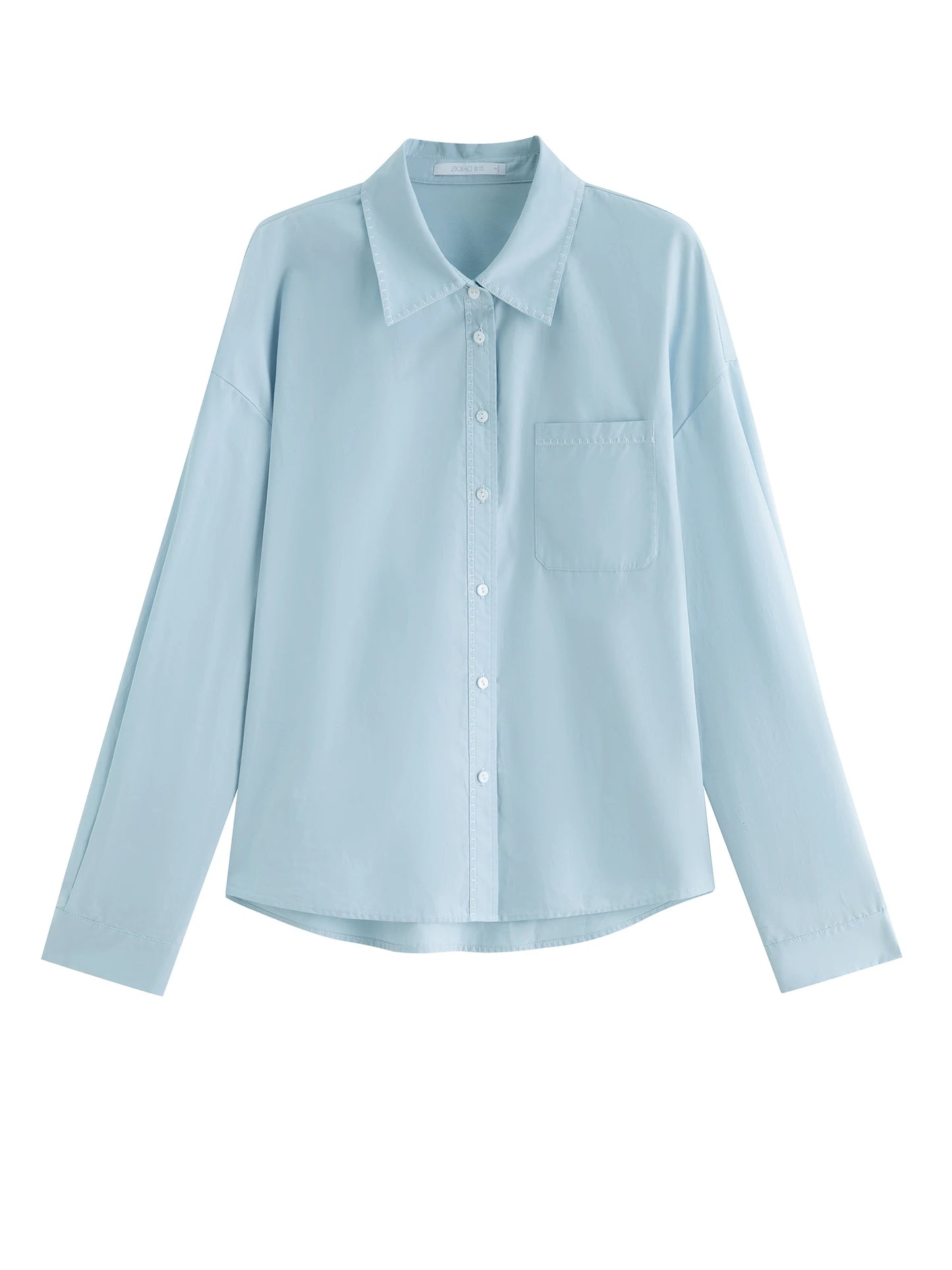 Pale Blue Contrast Trim Shirt