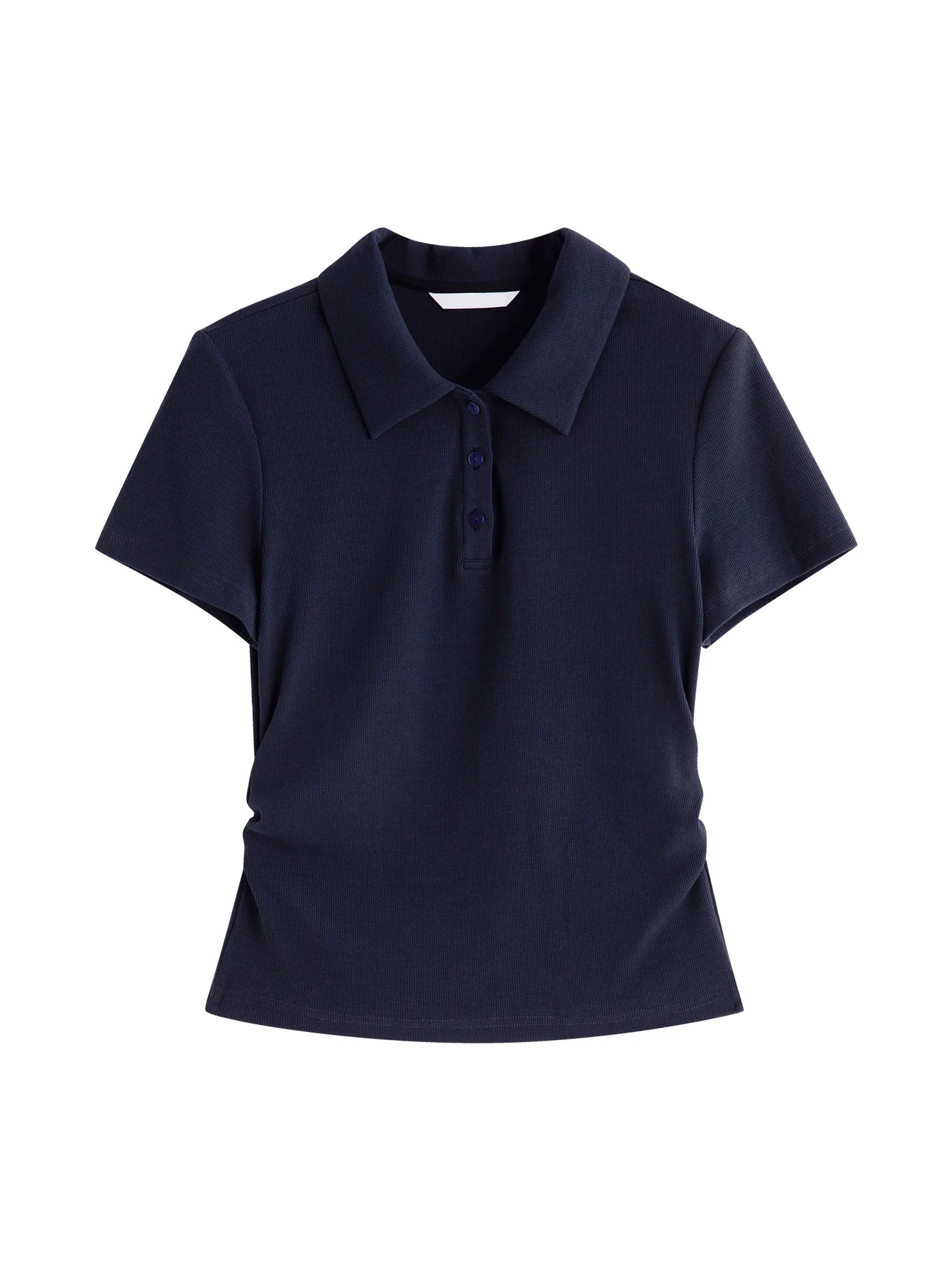 Black Striped Ribbed Polo Tee