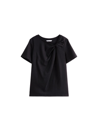 White Front Knot Short Sleeve Tee