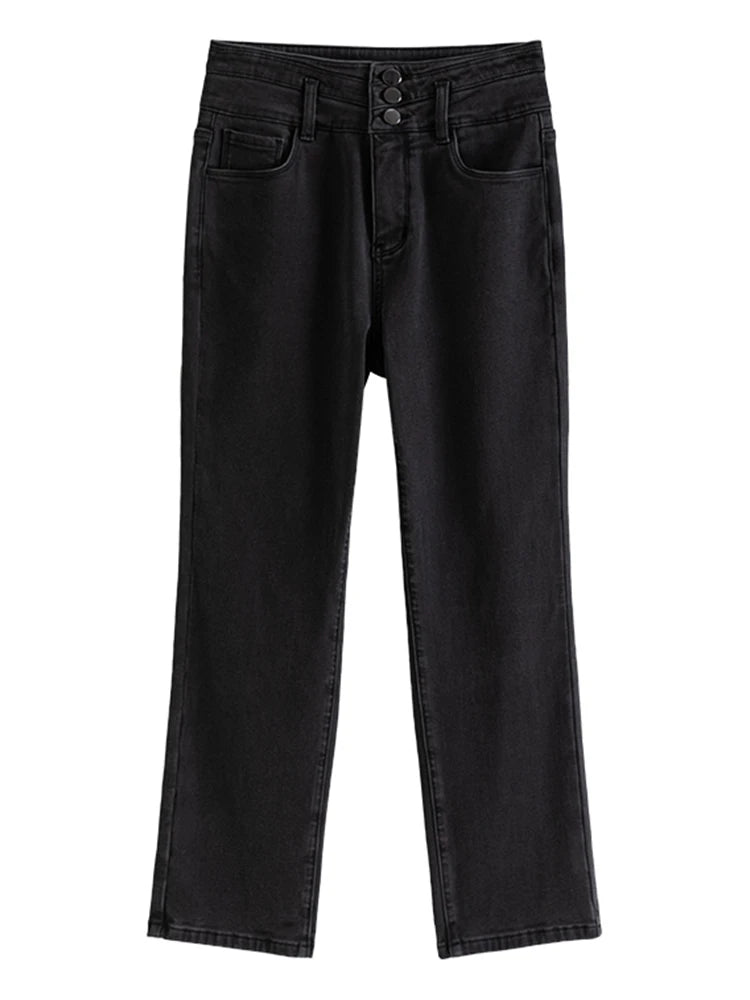 Black High Waist Straight Jeans