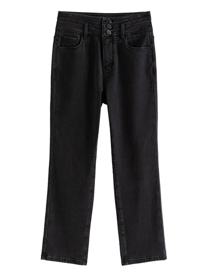 Black High Waist Straight Jeans