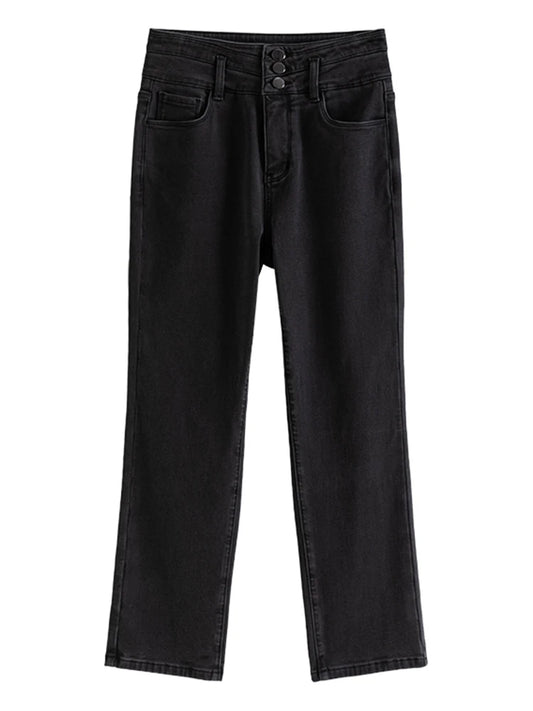 Black High Waist Straight Jeans