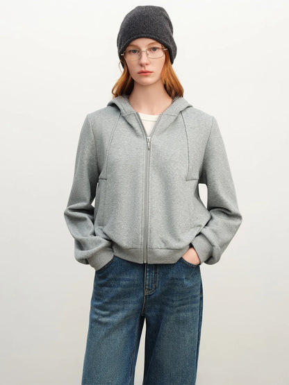 Gray Contrast Lined Zip Hoodie