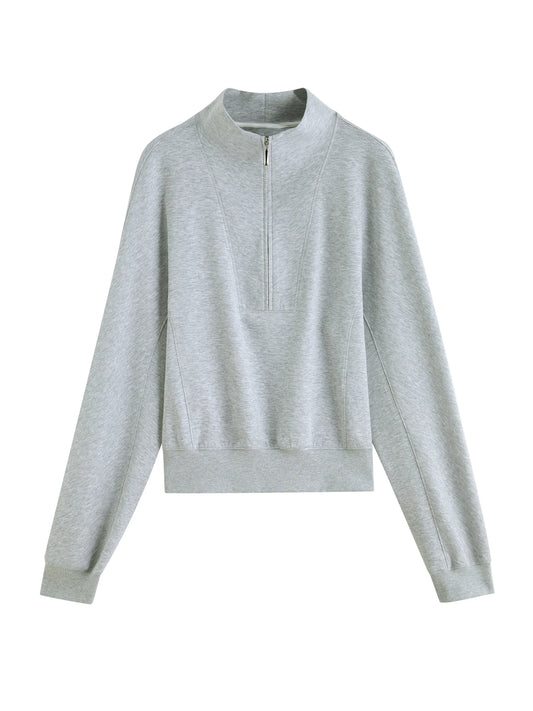 Light Gray Half Zip Knit Pullover