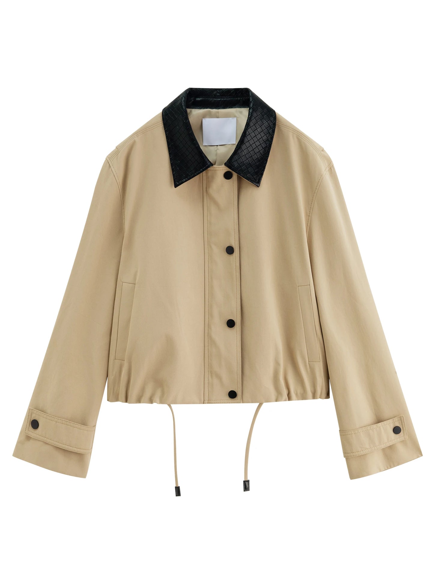 Camel Contrast Collar Short Jacket