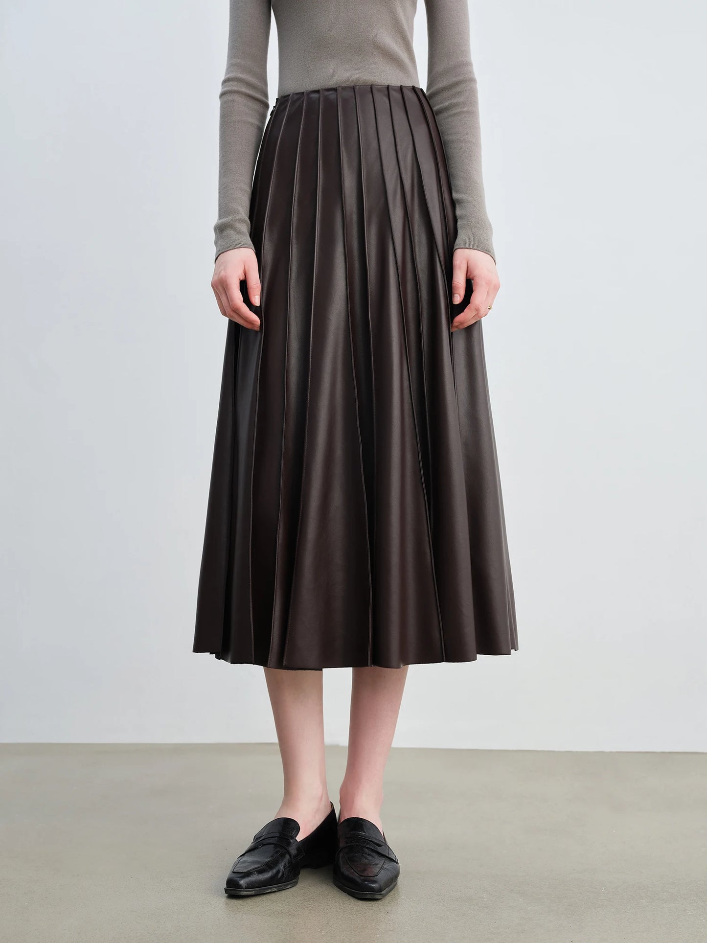 Cherry Gloss PU Leather Pleated Skirt