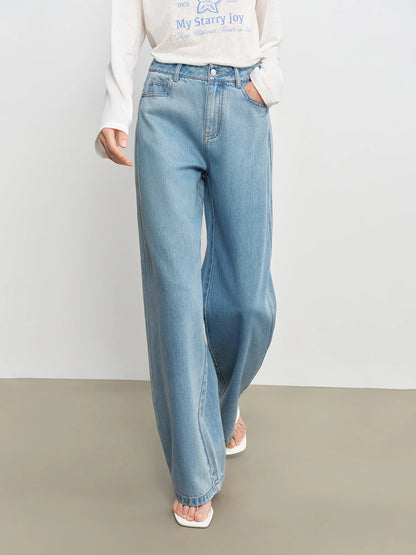 White Straight Leg Denim Pants