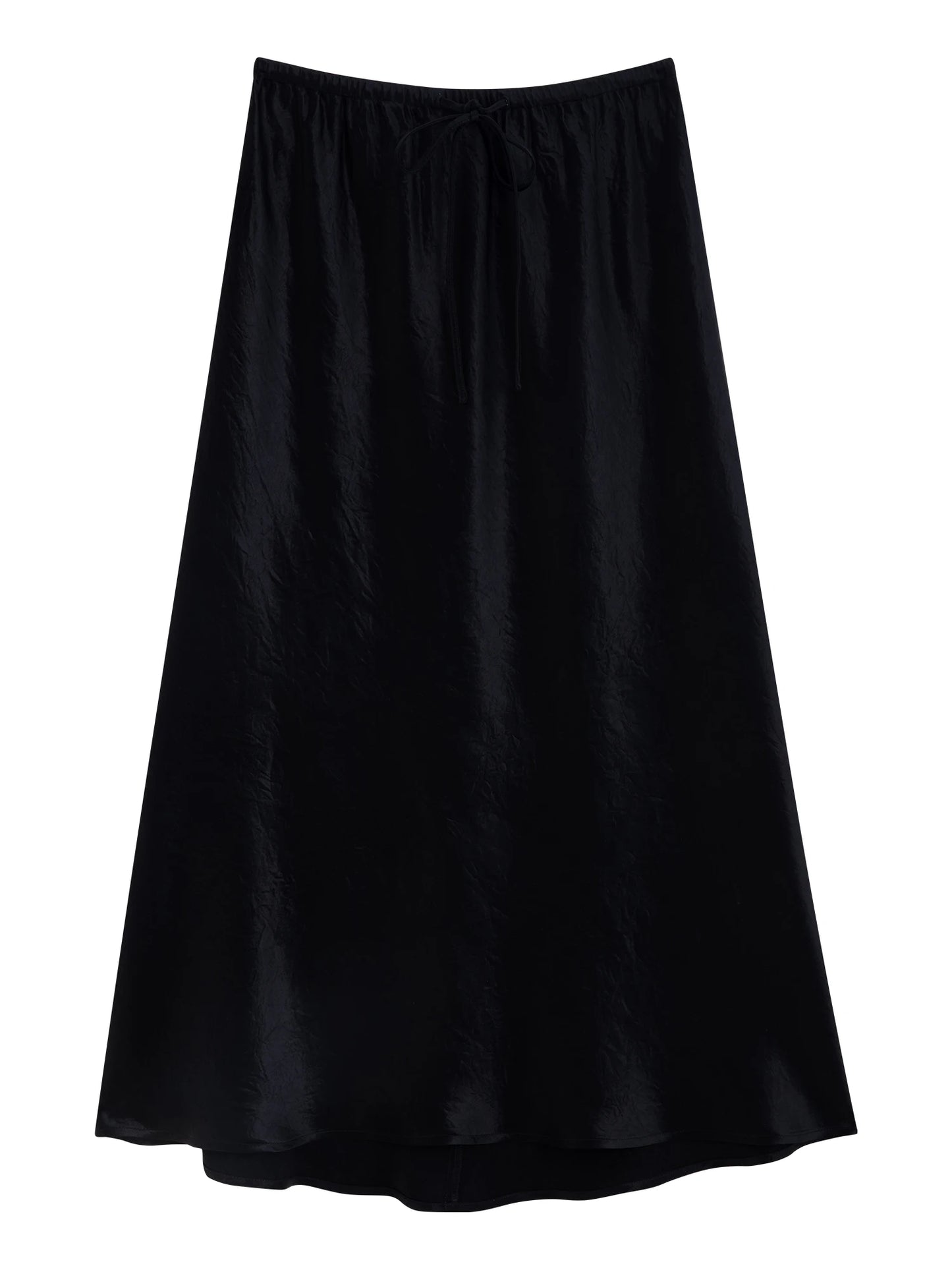 Black Gloss Drawstring Maxi Skirt