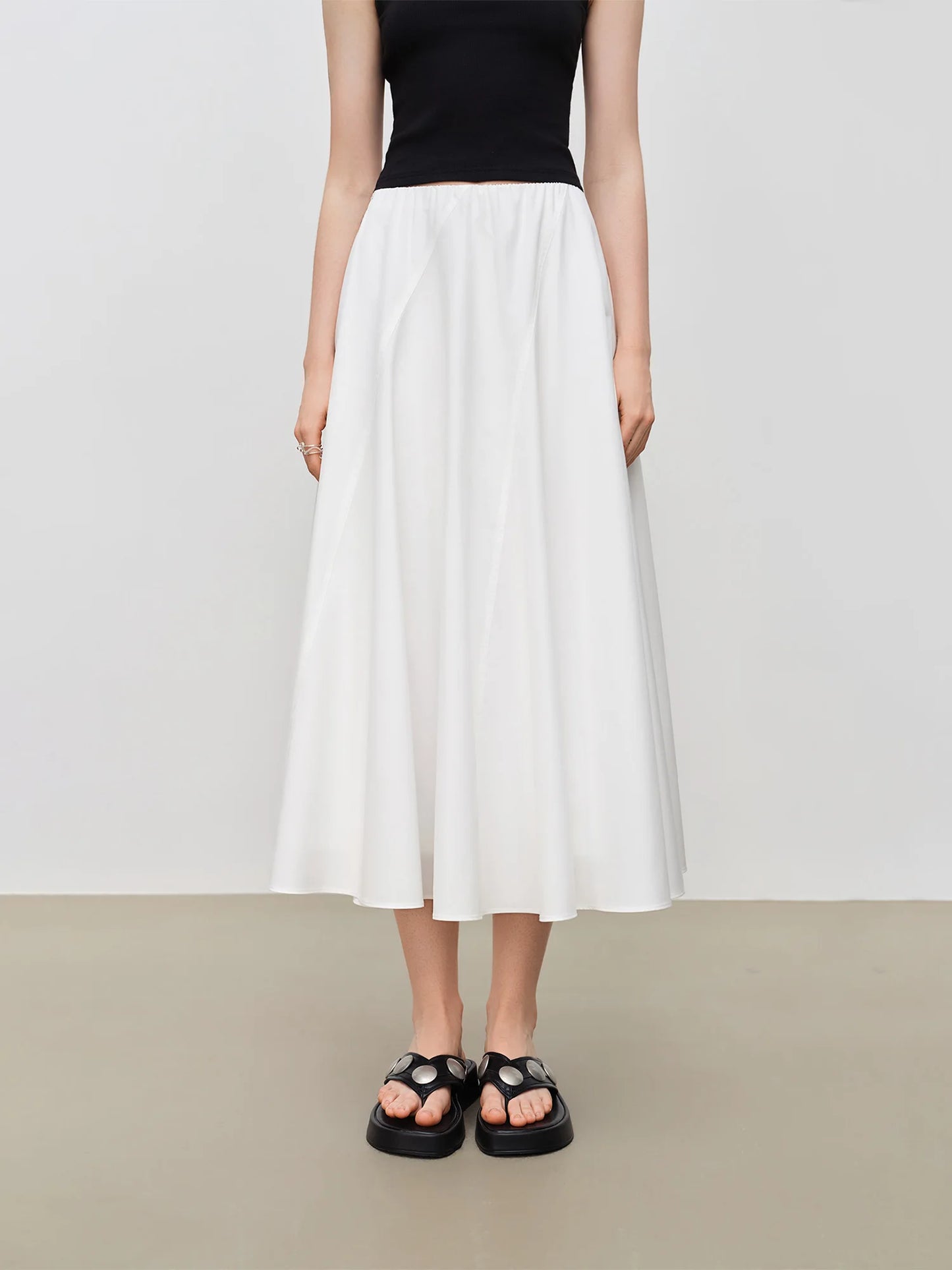 Pleated Bias Cut Midi Skirt