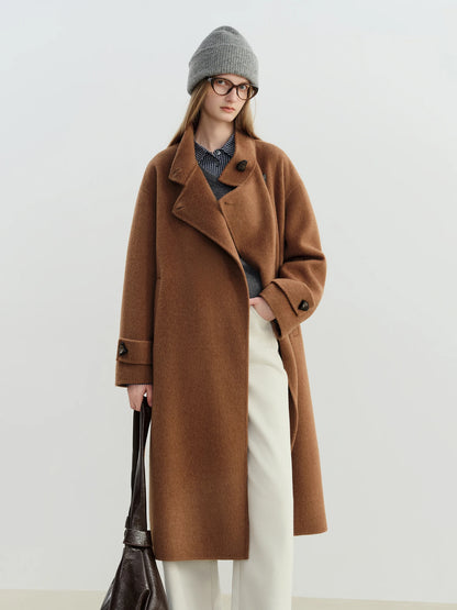 Grey Lace-Up Short Wool Coat