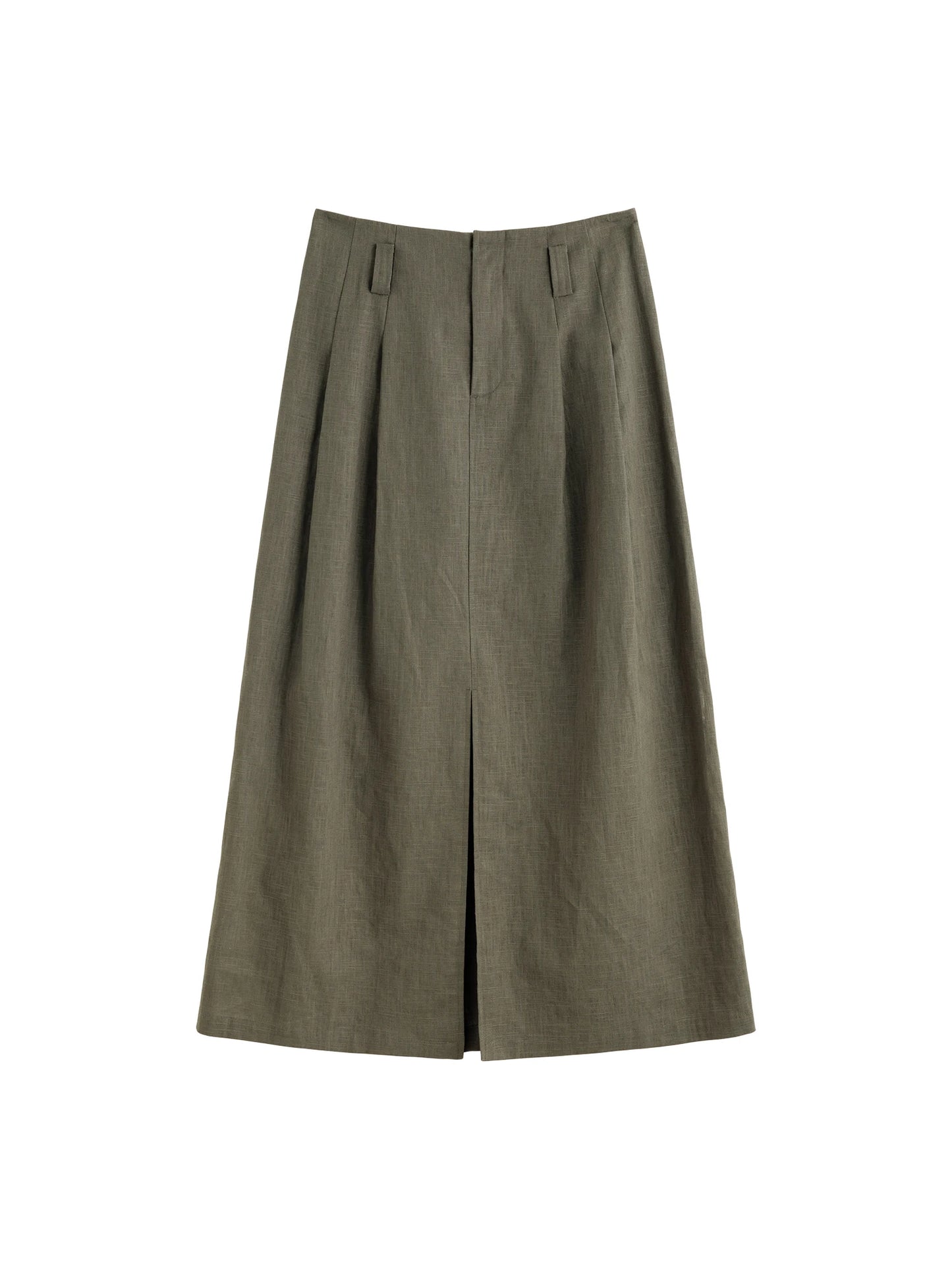Linen A-Line Vent Hem Midi Skirt