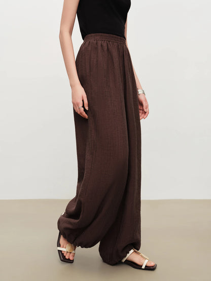 Brown Ribbed Balloon Pants