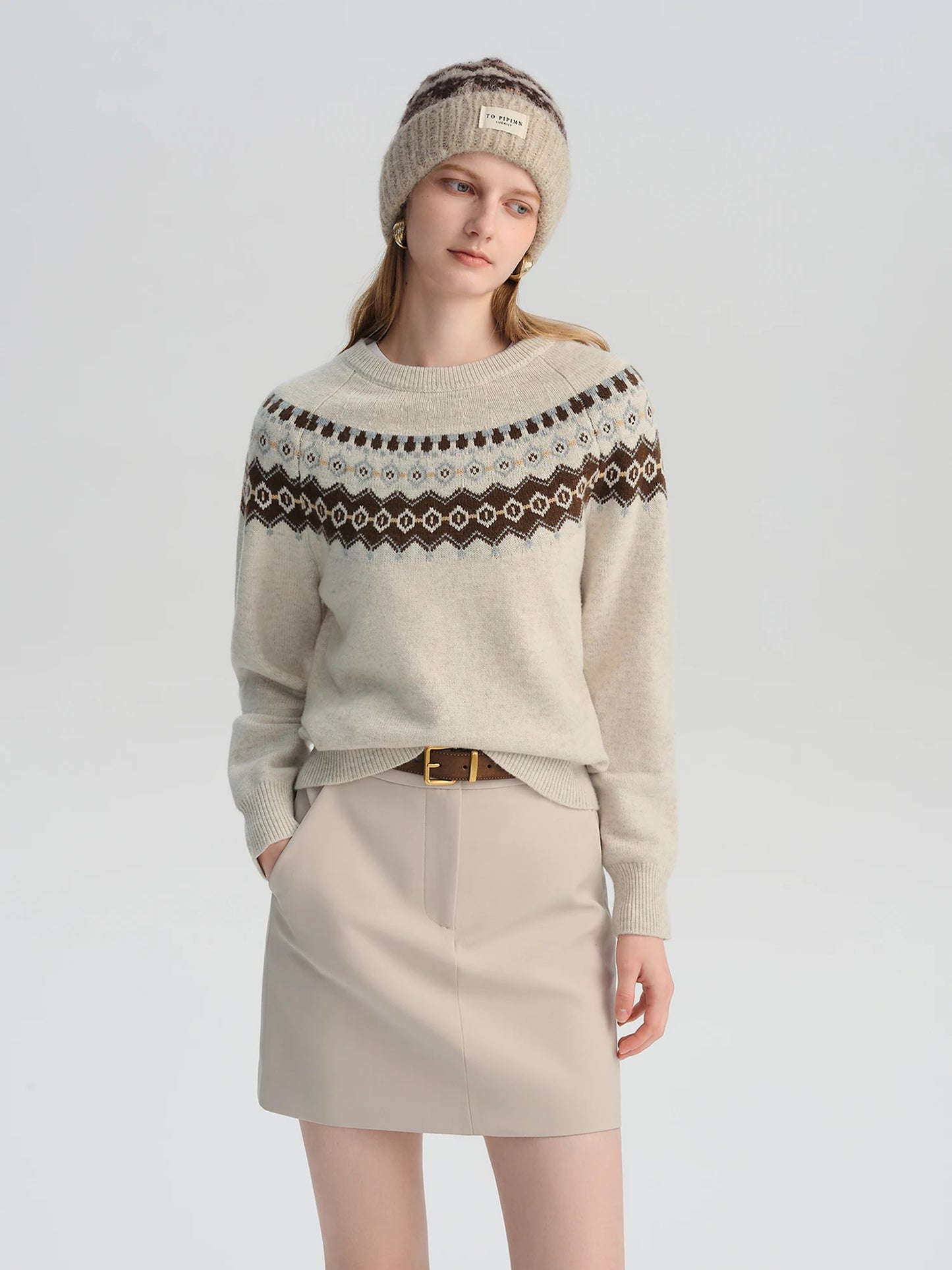 Cream Fair Isle Yoke Sweater