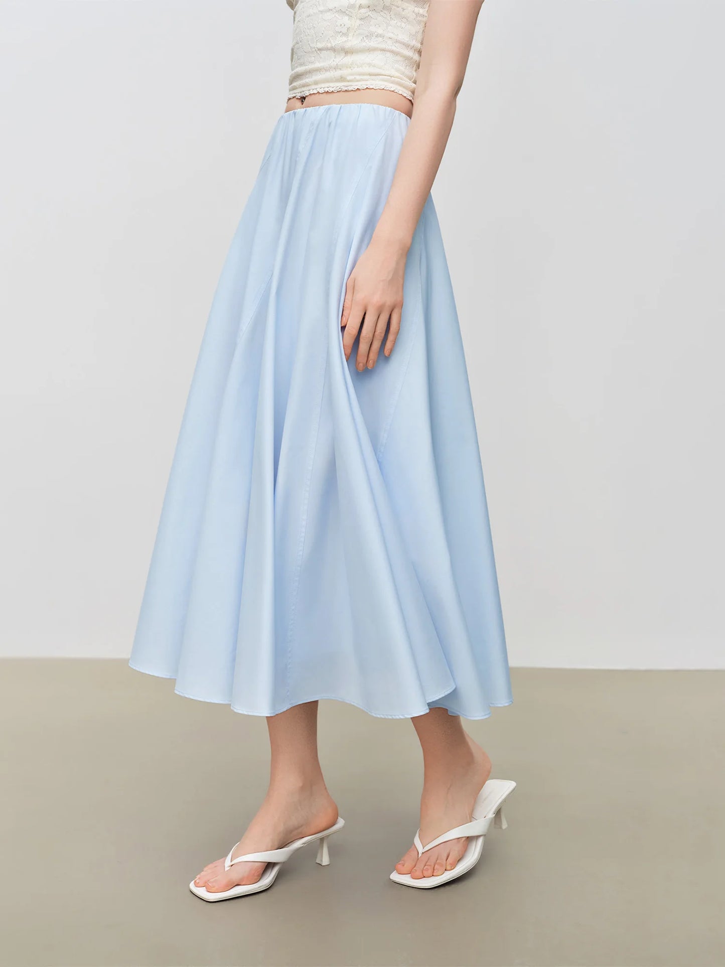 Pleated Bias Cut Midi Skirt
