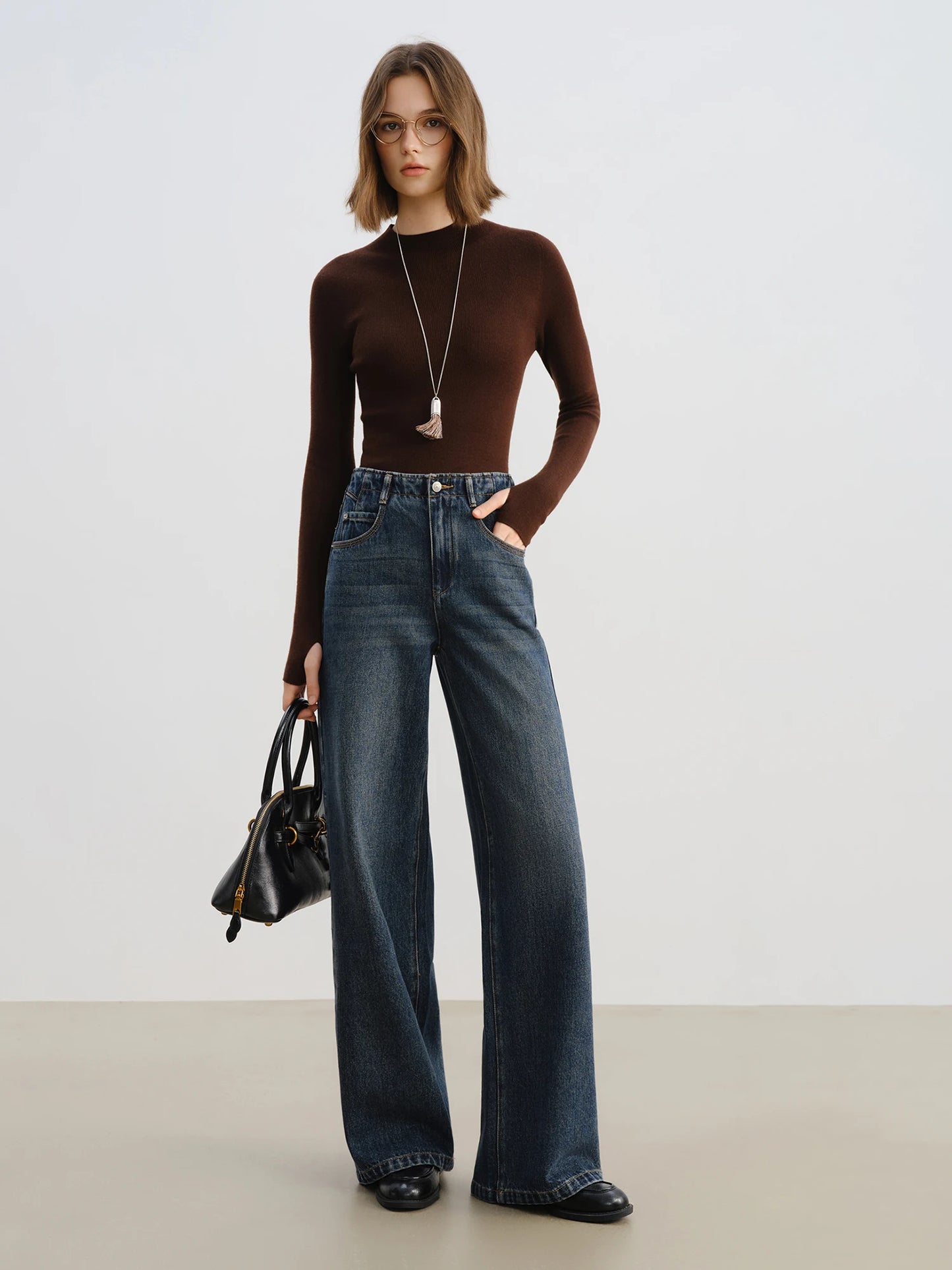 Blue Washed Straight Leg Jeans