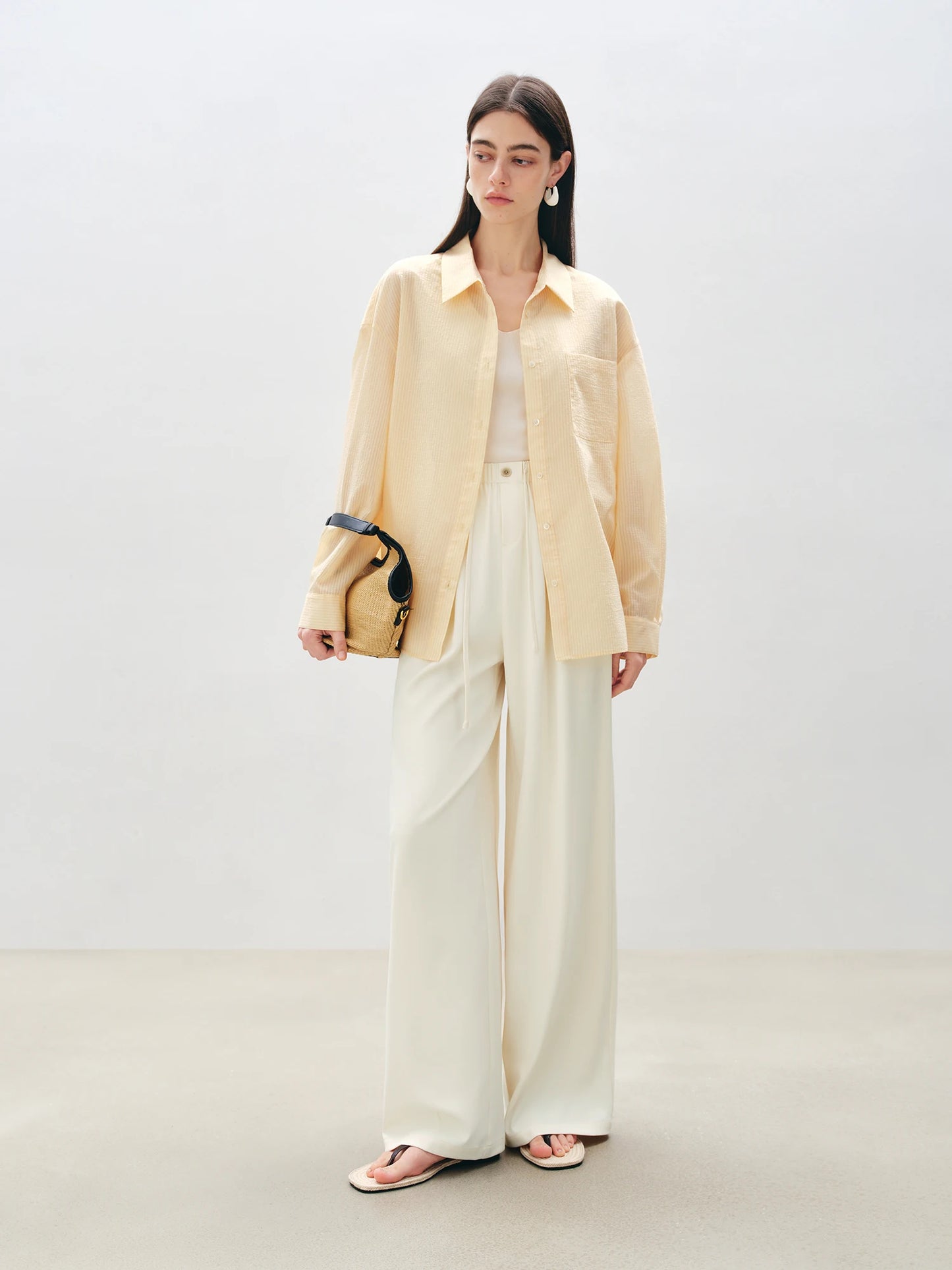 Ivory Cooling Wide Leg Pants
