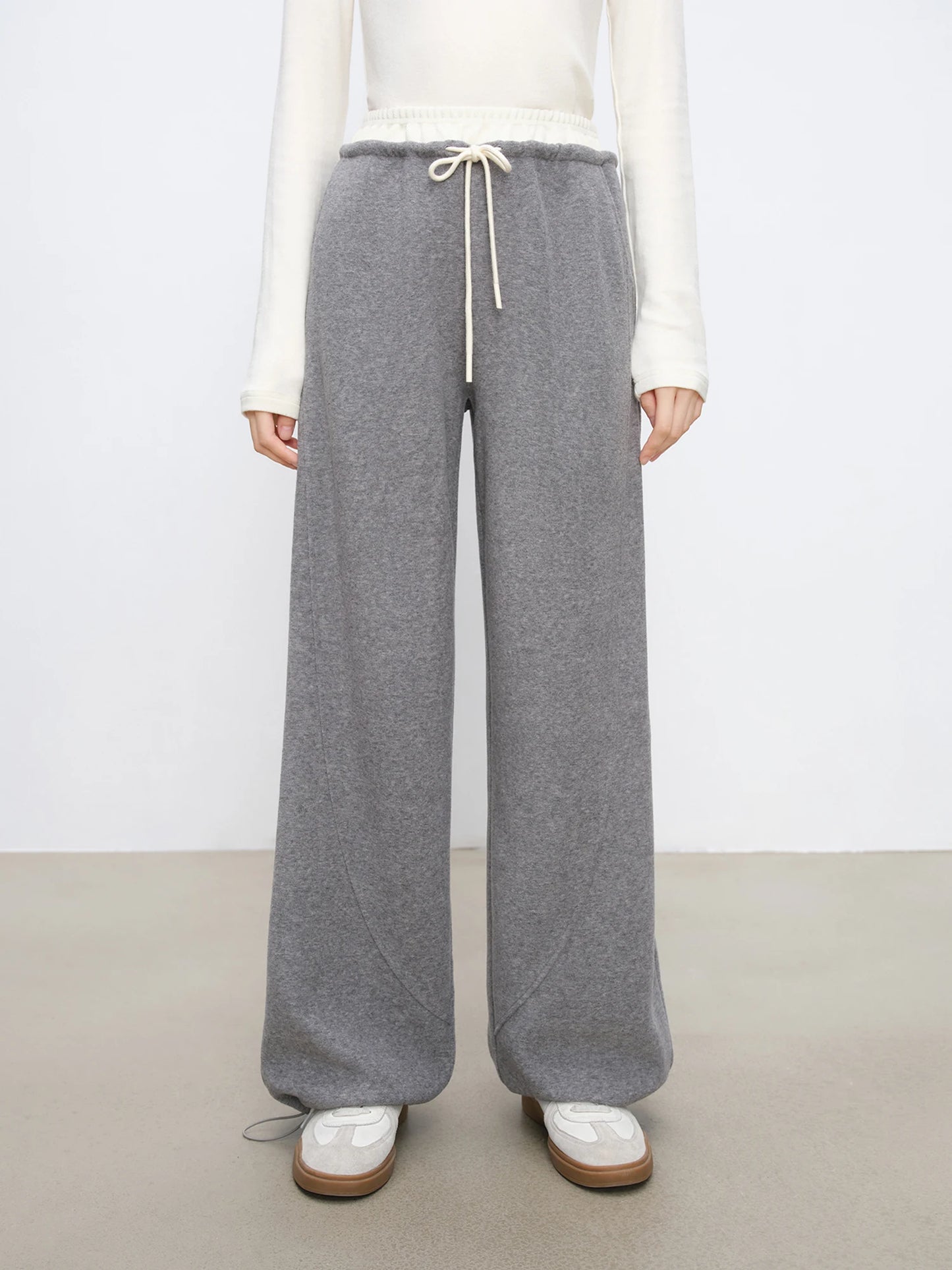 Contrast V-Neck Sweatshirt Pants Set