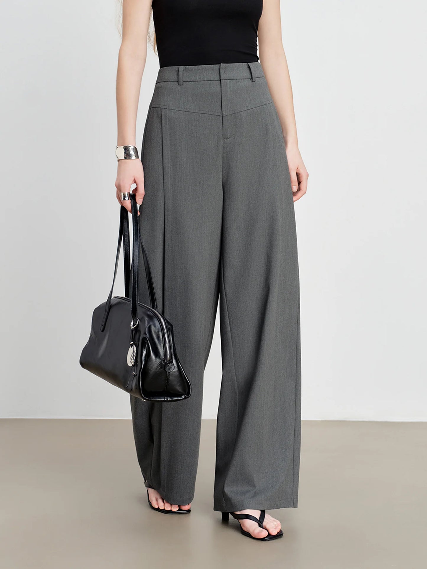 Black Panel Wide Leg Trousers