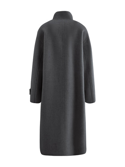 Camel Horn Button Long Coat