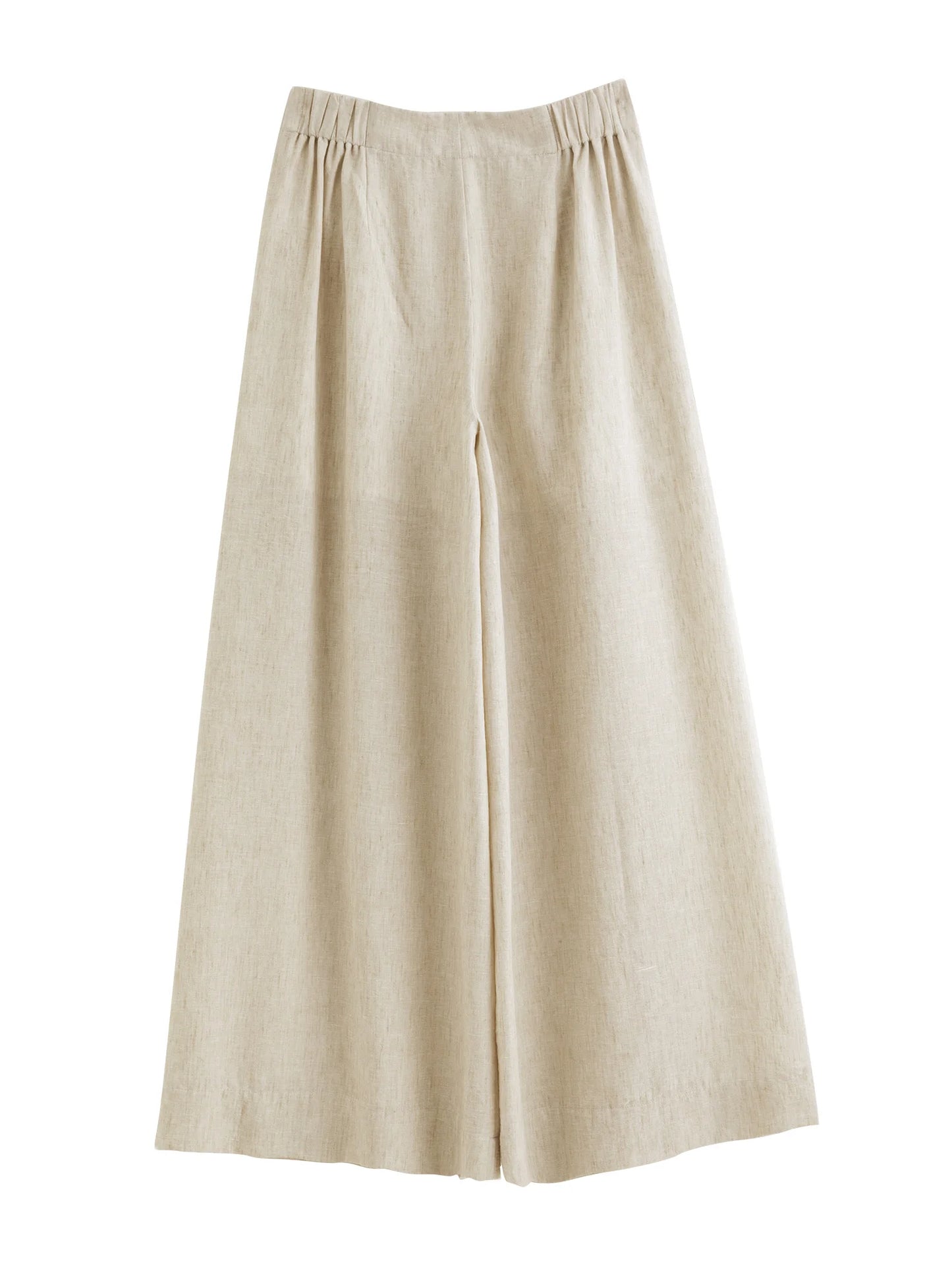 Oatmeal Pleated Wide Leg Trousers