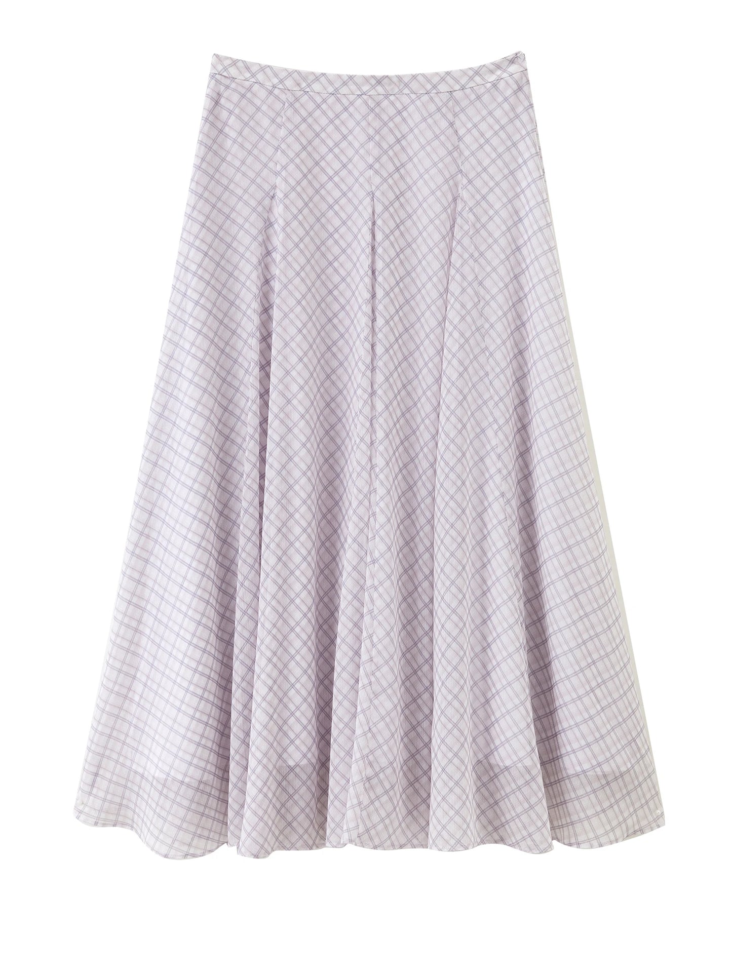 Lilac Plaid A-Line Maxi Skirt