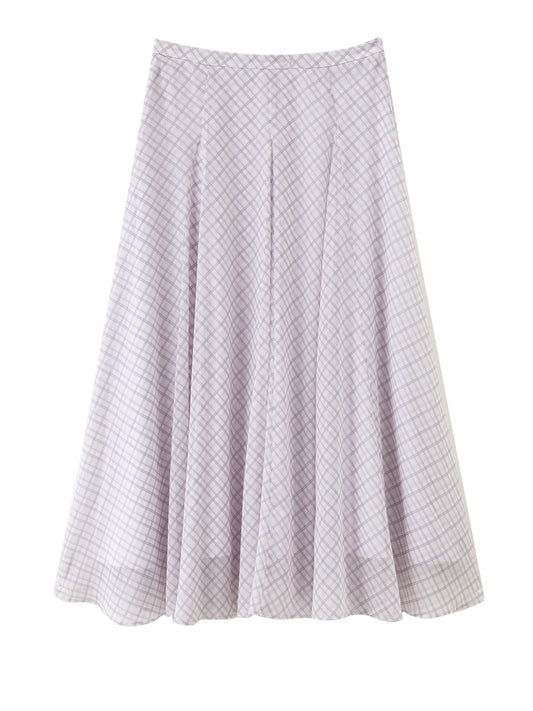 Lilac Plaid A-Line Maxi Skirt