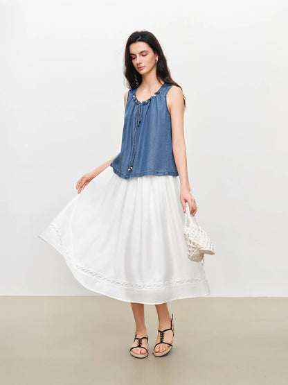 Blue Sleeveless Wide Leg Set