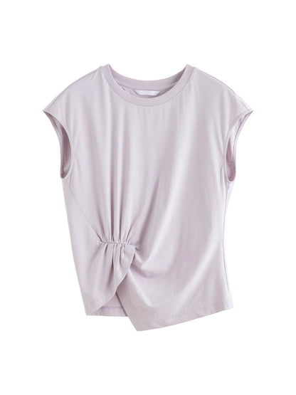 Charcoal Twist Knot Cap Sleeve Top