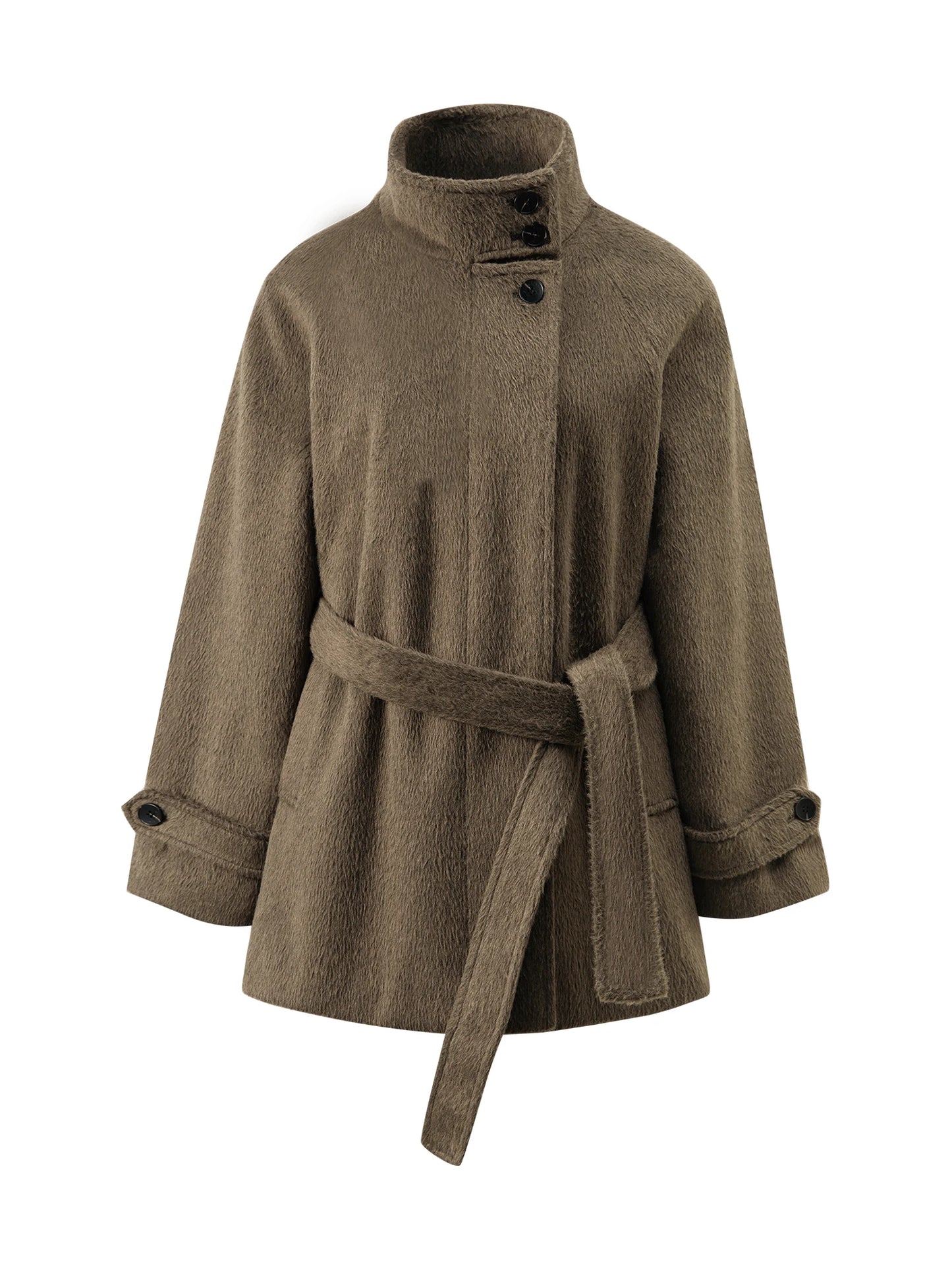 Brown Toggle Belted Short Coat