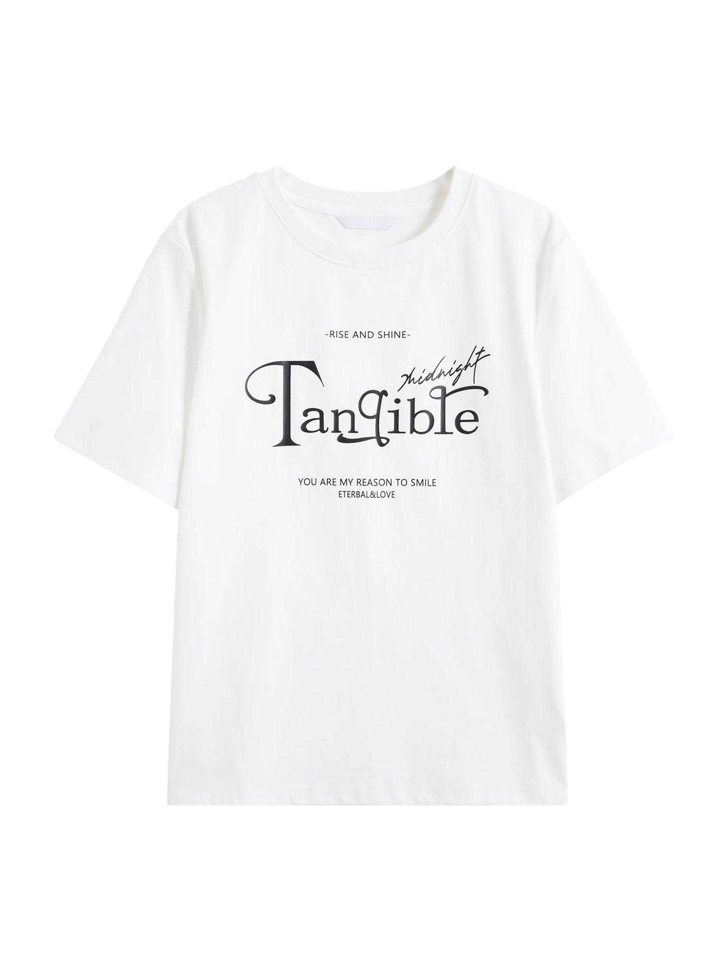 White Script Graphic Crew Neck Tee