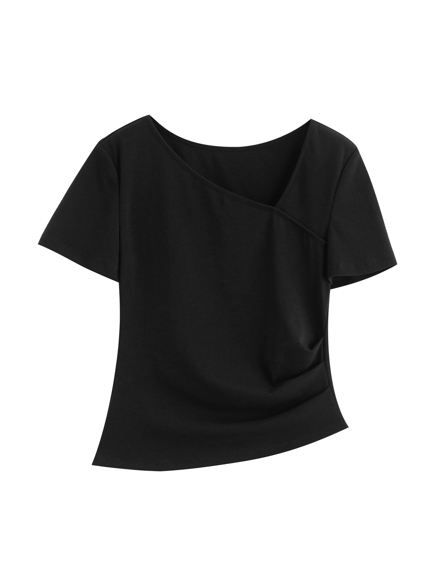 Taupe Asymmetric Wrap Tee