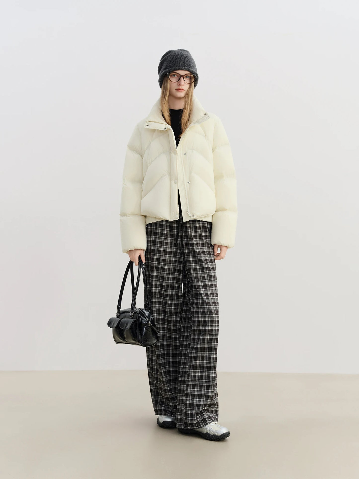Burgundy Plaid Wide Leg Pants