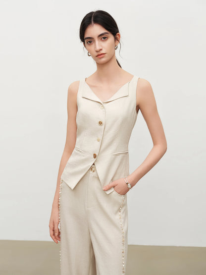 Shell Trim Vest Pants Set