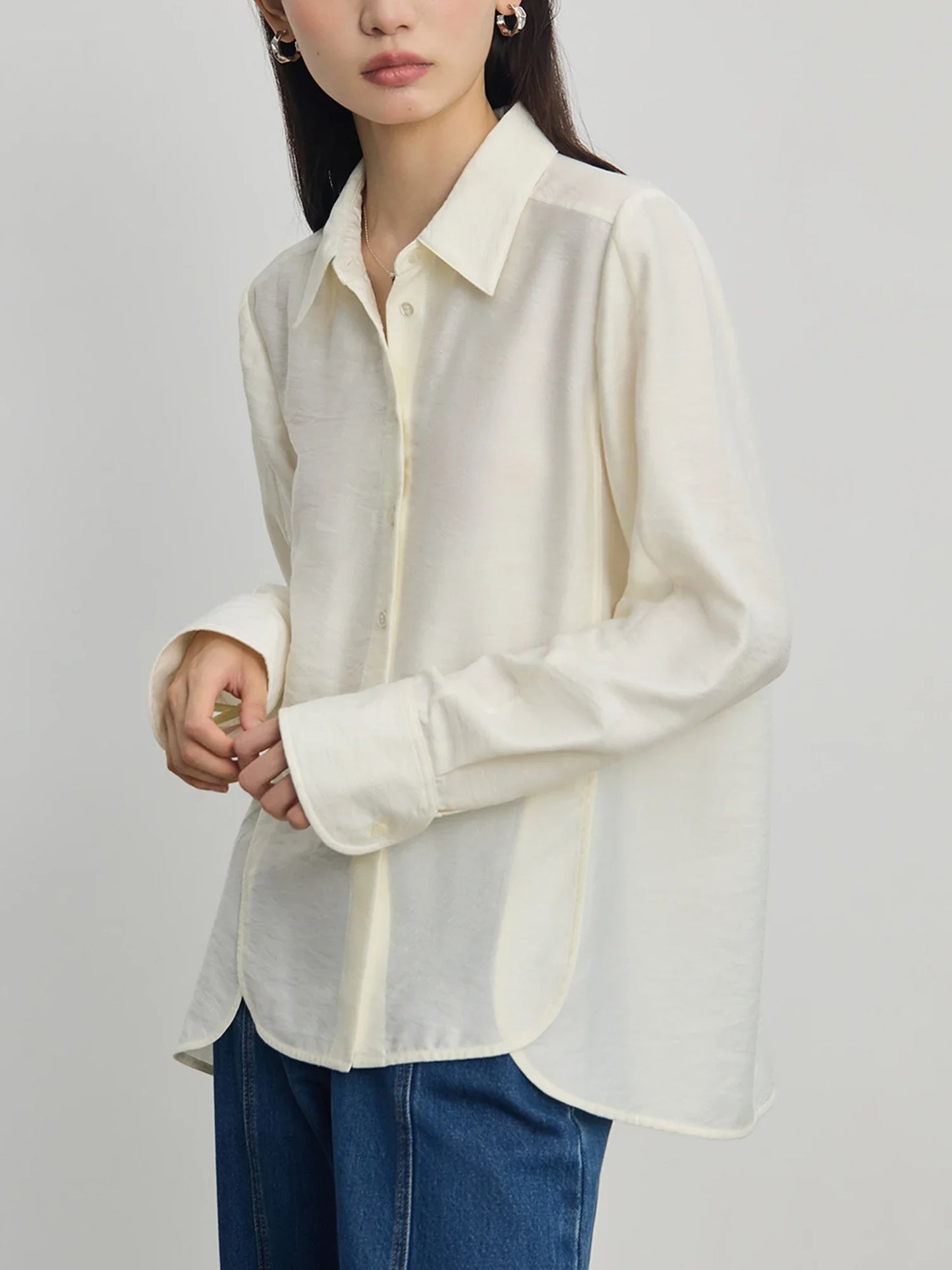 Ivory Button Front Shirt