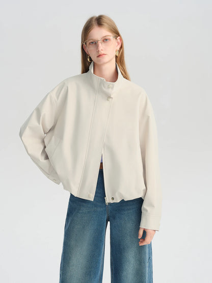 Ivory Stand Collar Short Jacket