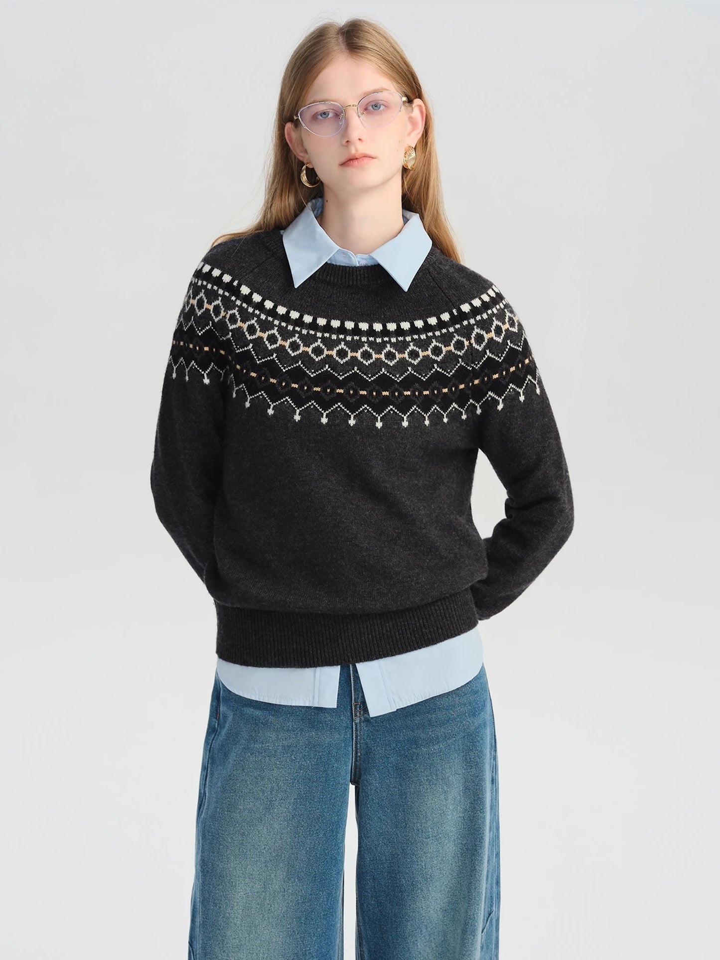 Cream Fair Isle Yoke Sweater