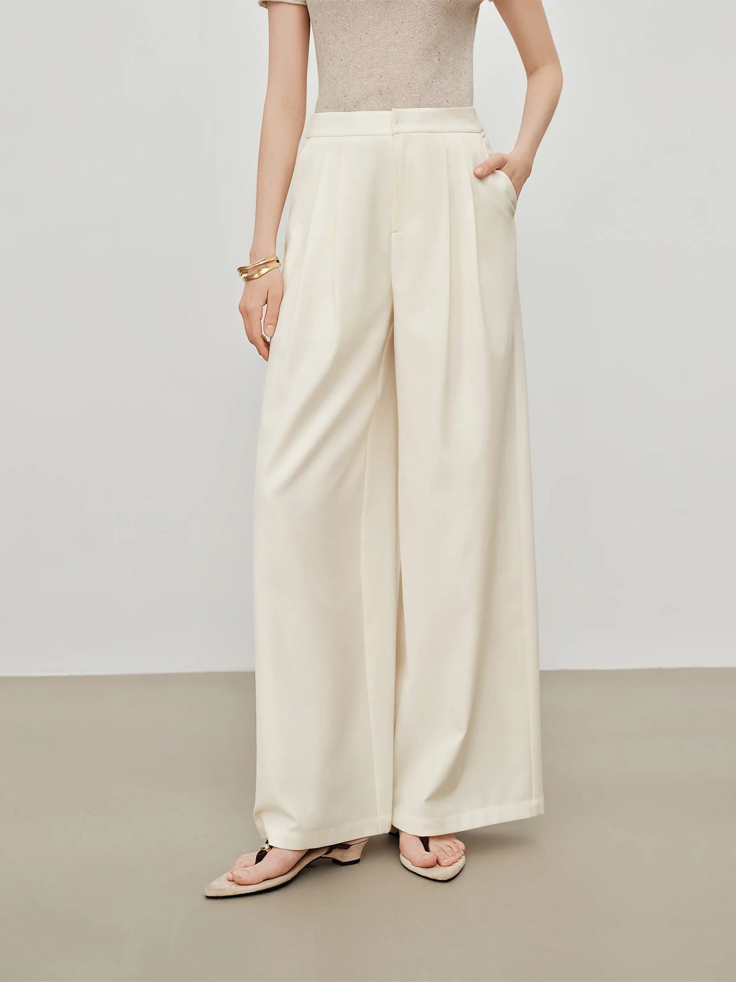 Ivory Lace Wrap Wide Leg Pants