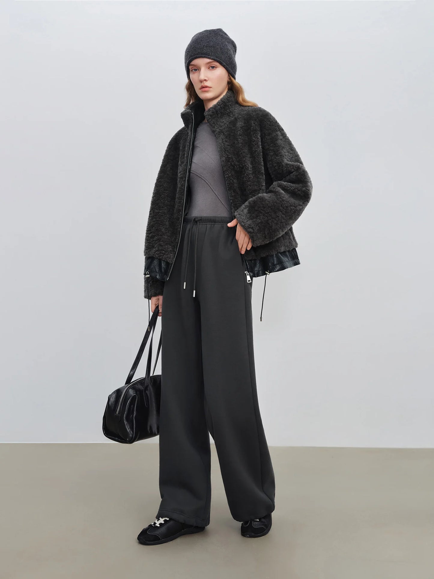 Deep Grey Insulated Wide Leg Pants