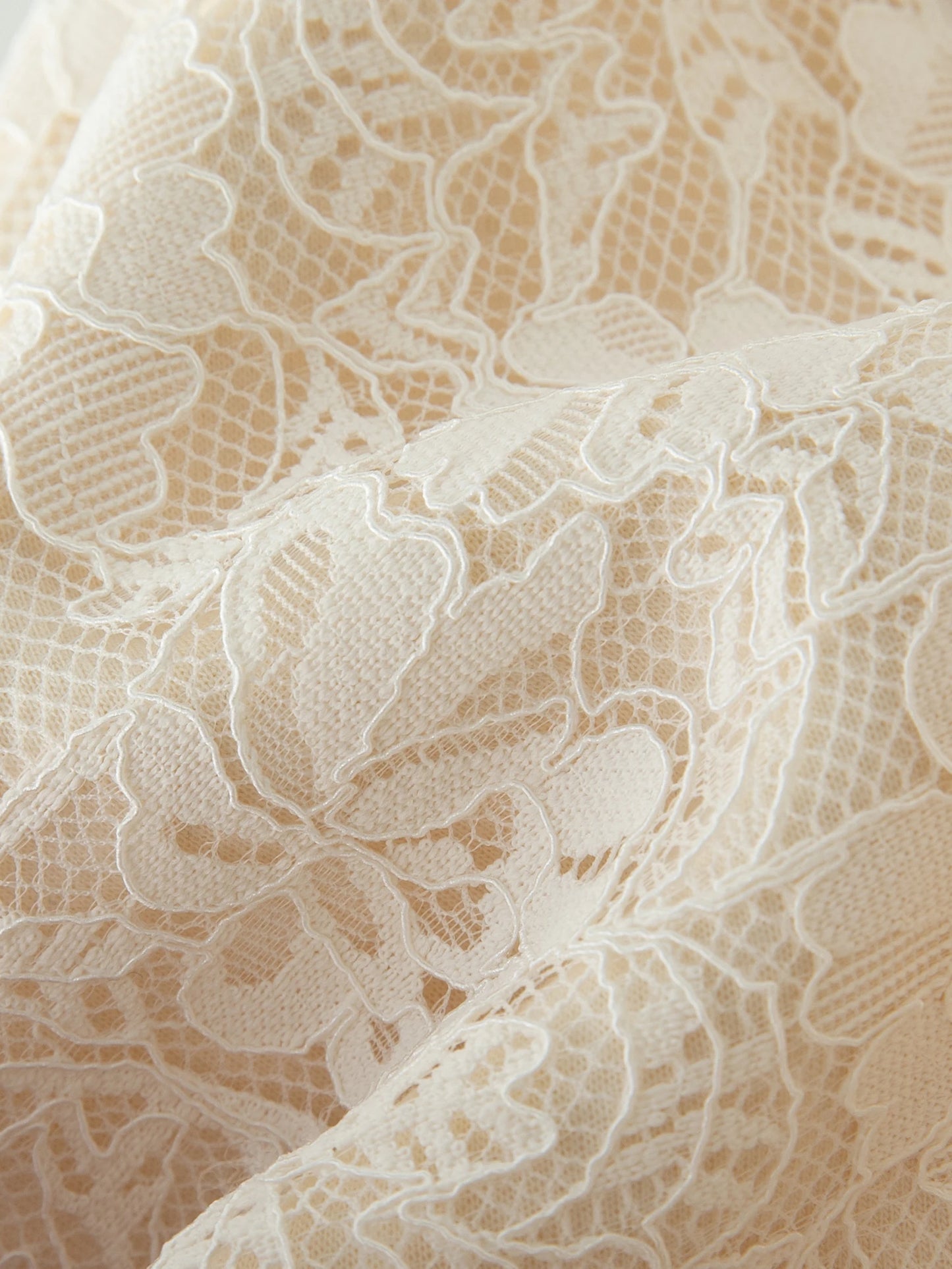 Ivory Lace Trim Drawstring Hoodie