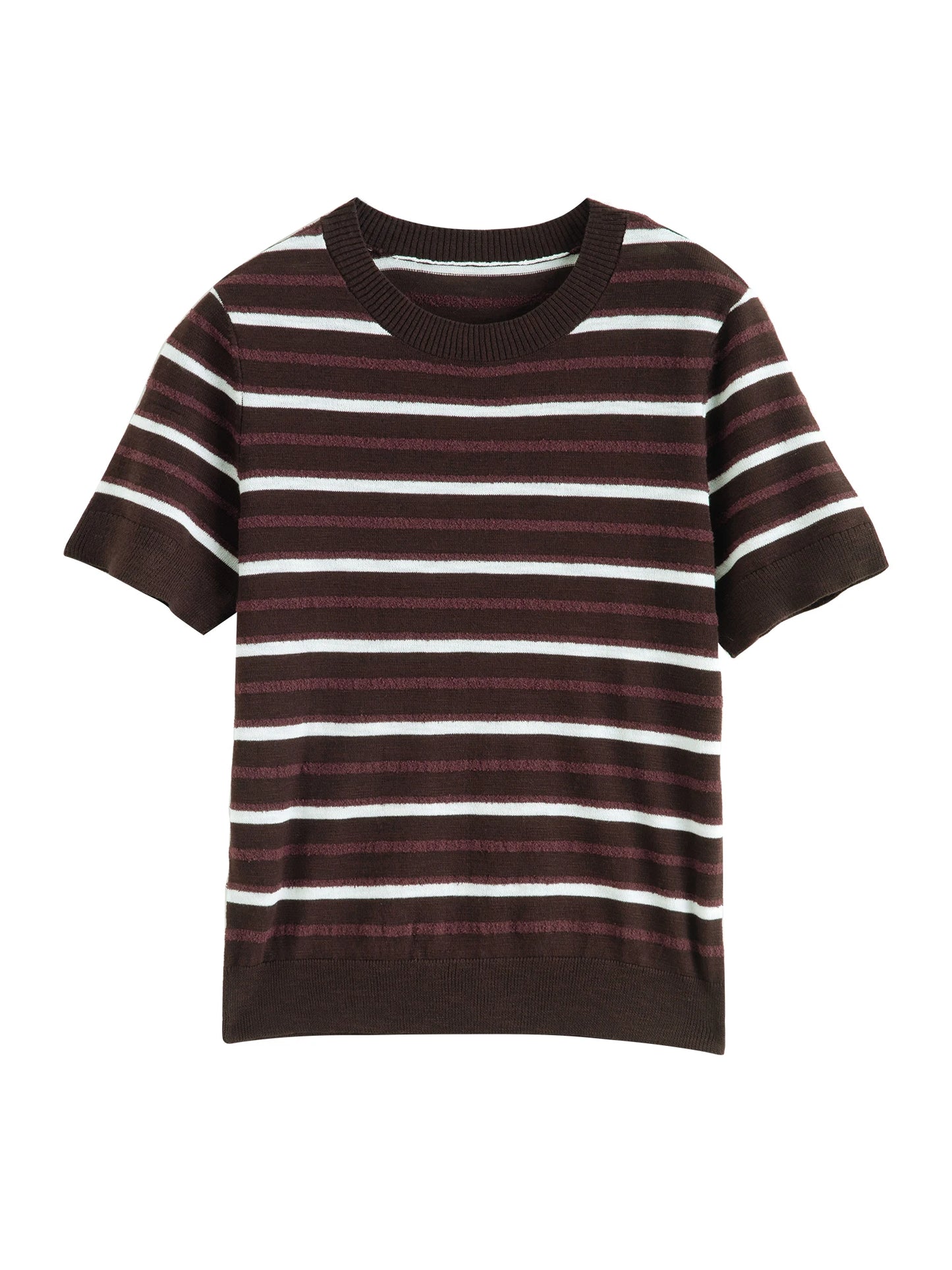 Striped Short Sleeve Knit Top
